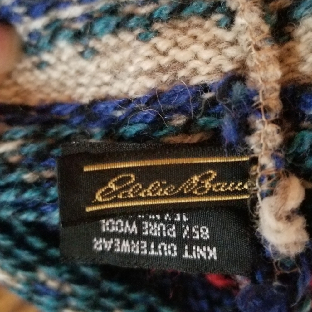 EDDIE BAUER VTG 90s Wool Fair Isle Winter Ski Hat Made in USA - Picture 3 of 5